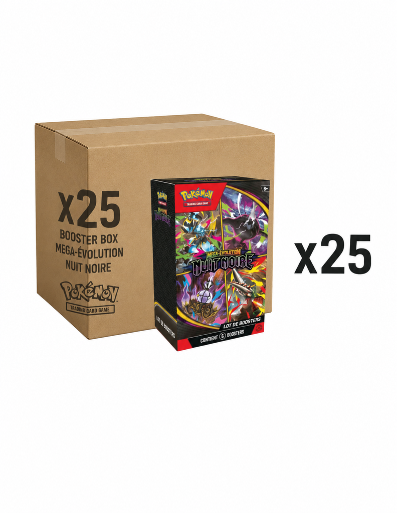 CASE DE 25 BUNDLES POKÉMON ME05 NUIT NOIR – FRANÇAIS – 150 BOOSTERS